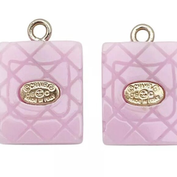 CHANEL Black CC Logos Pink Quilted Stud Earrings Gold Tone 05C Auth w/Box - Picture 6 of 16